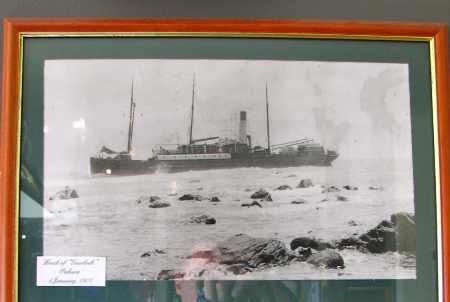 1903 Photo of the wreck of the Gairloch, on the wall of the Oakura pub.