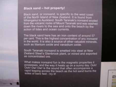 Info about Waverley Beach black sand from Puke Ariki Museum.