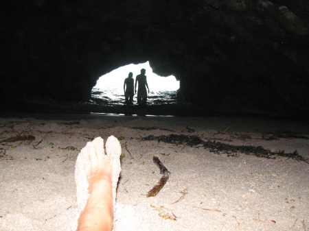 Inside one of Cathedral Cove's two sea caves