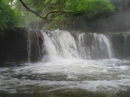 Kerosene Creek's bigger hot waterfall pool