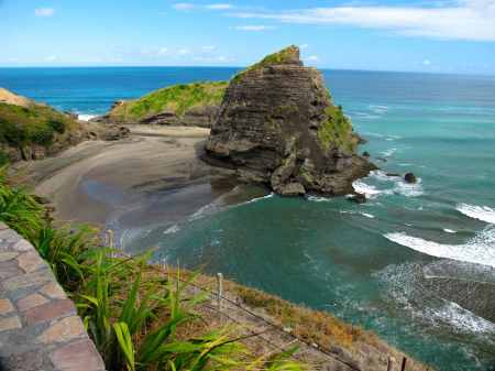 Overlooking the Piha Gap at low tide.