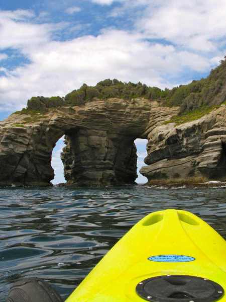 Rock archways on the far side of Pourewa Island, Tolaga Bay.